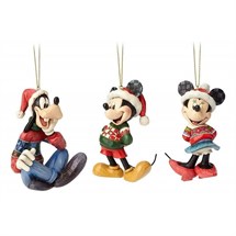 Disney Jim Shore 4057961<BR>Mickey, Minnie And Goofy Hanging Ornaments Set of 3<BR>(Christmas Elves)