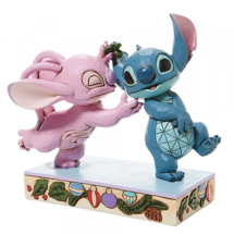 Disney Jim Shore 6008980 <BR> Angel Kissing Stitch Under Mistletoe