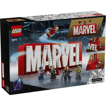 LEGO Super Heroes 76313 MARVEL-logo og minifigurer