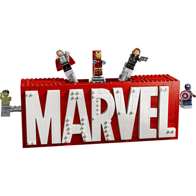 LEGO Super Heroes 76313 MARVEL-logo og minifigurer