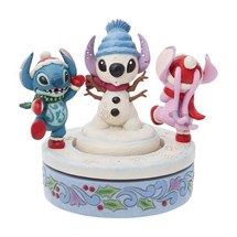 Disney Jim Shore 6013061 <BR> Snowy Shenanigans <BR> (Stitch & Angel With Snowman Rotating Figurine)